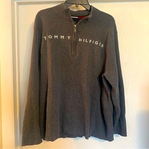 Tommy Hilfiger 1/4 Zip Gray Mens 3XL Pullover Sweater Big Logo